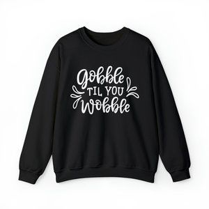 Gobble Til You Wobble Black Sweater